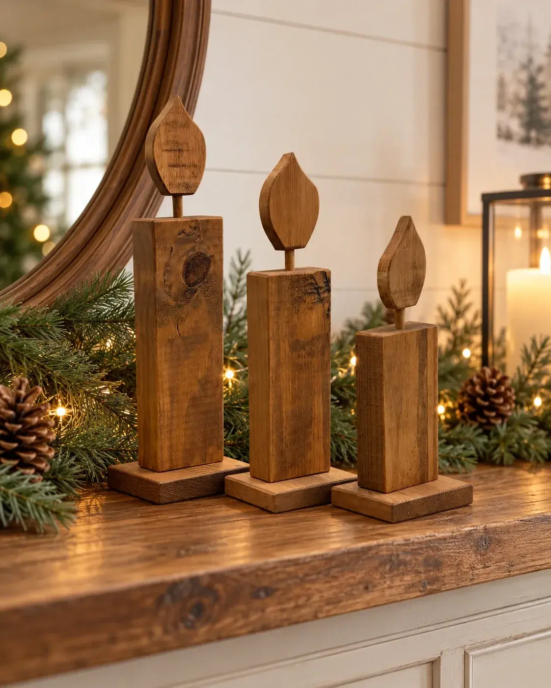 Handcrafted Wooden Candle Trio