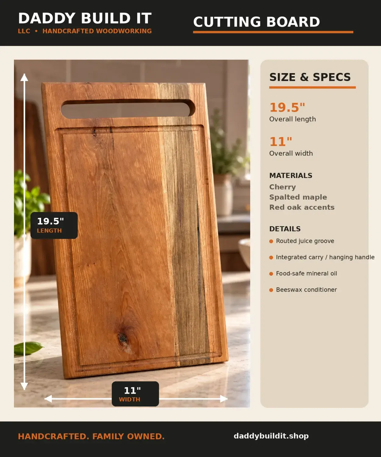 Cherry & Spalted Maple Cutting Board, photo 5