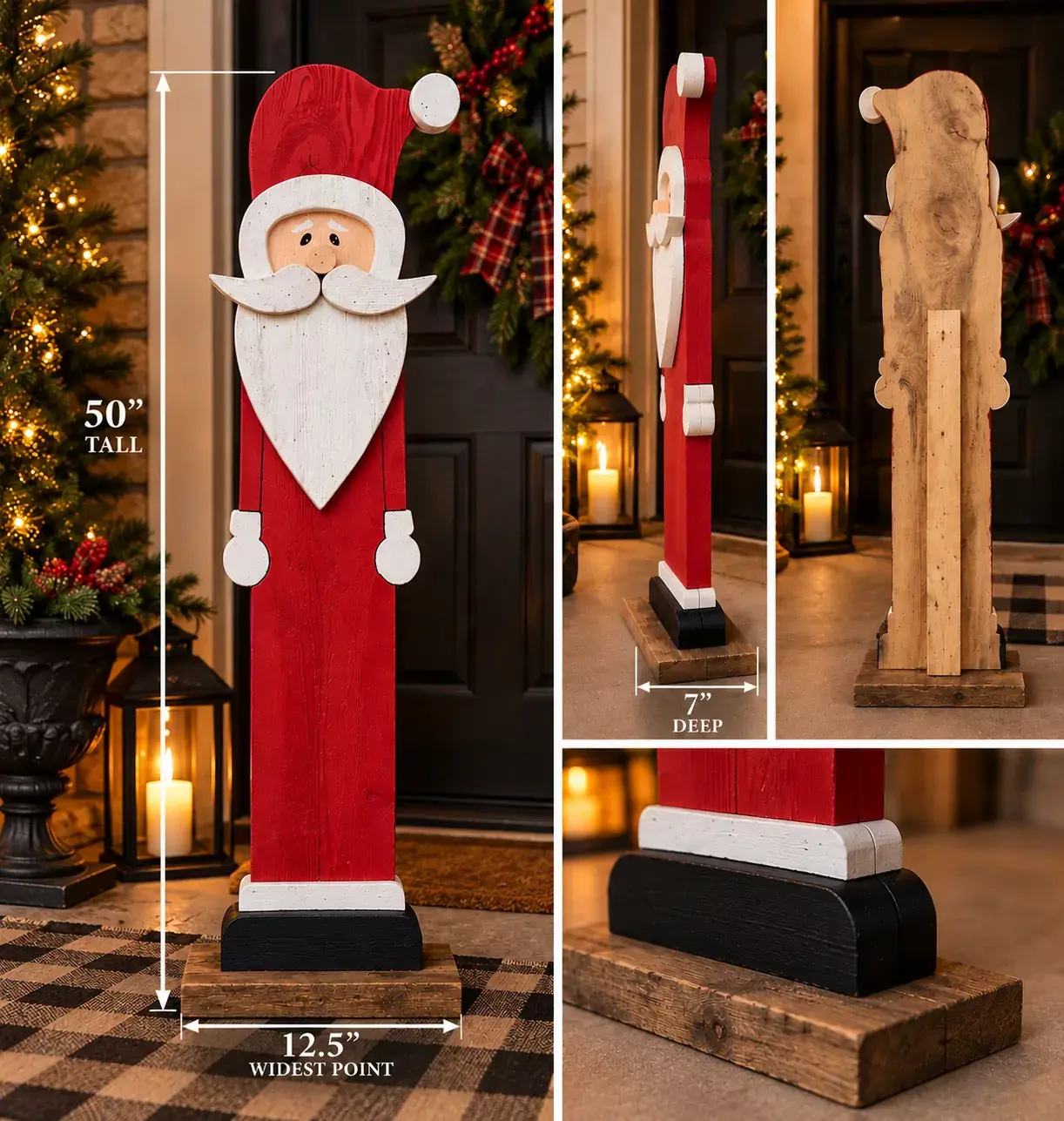 50" Handcrafted Wooden Santa, photo 3