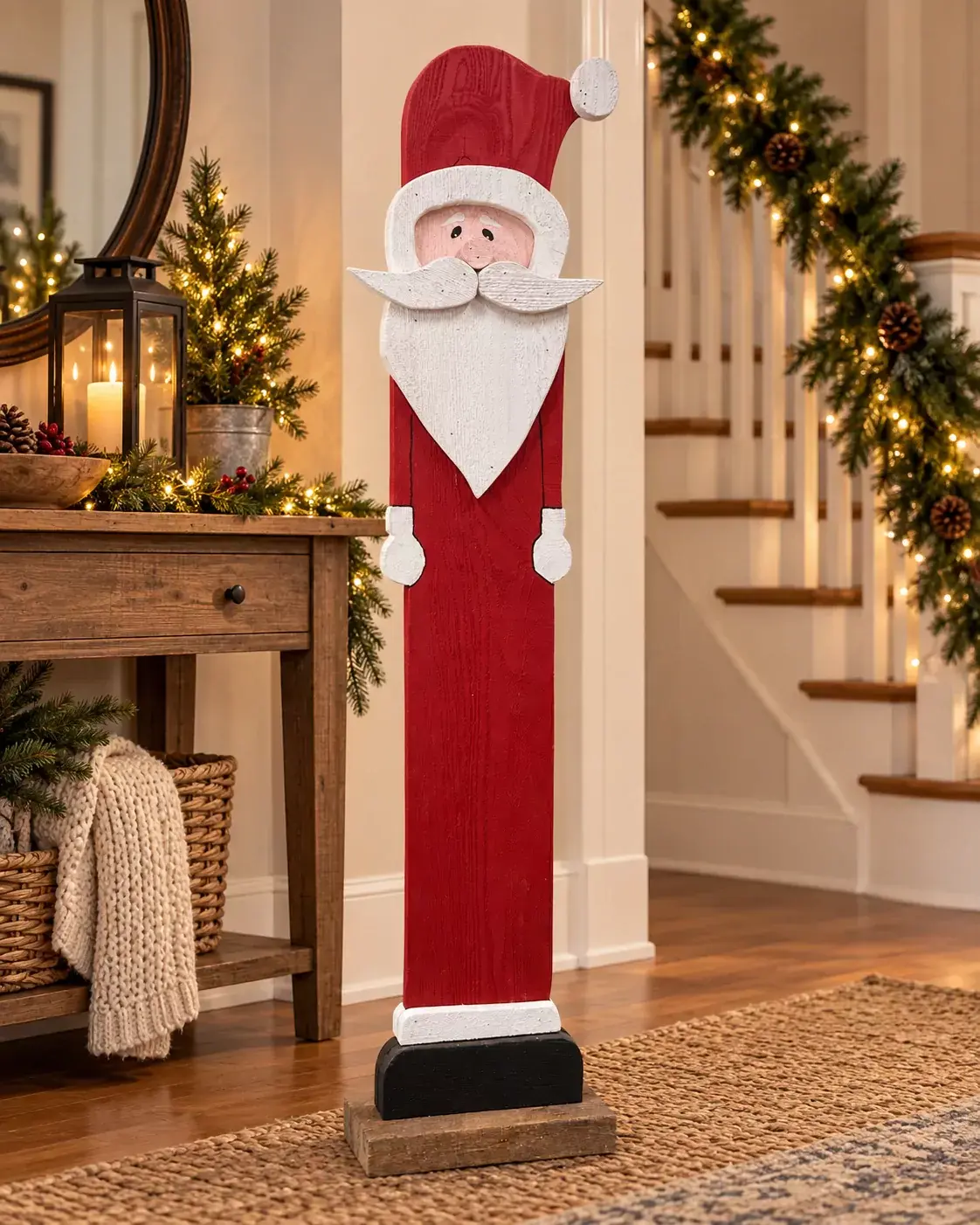 50" Handcrafted Wooden Santa